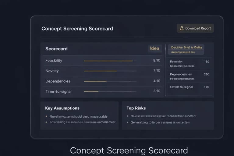 Idea screening report preview